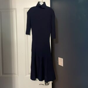 MICHAEL KORS, Size Small, Navy Blue Turtleneck Ribbed Dress